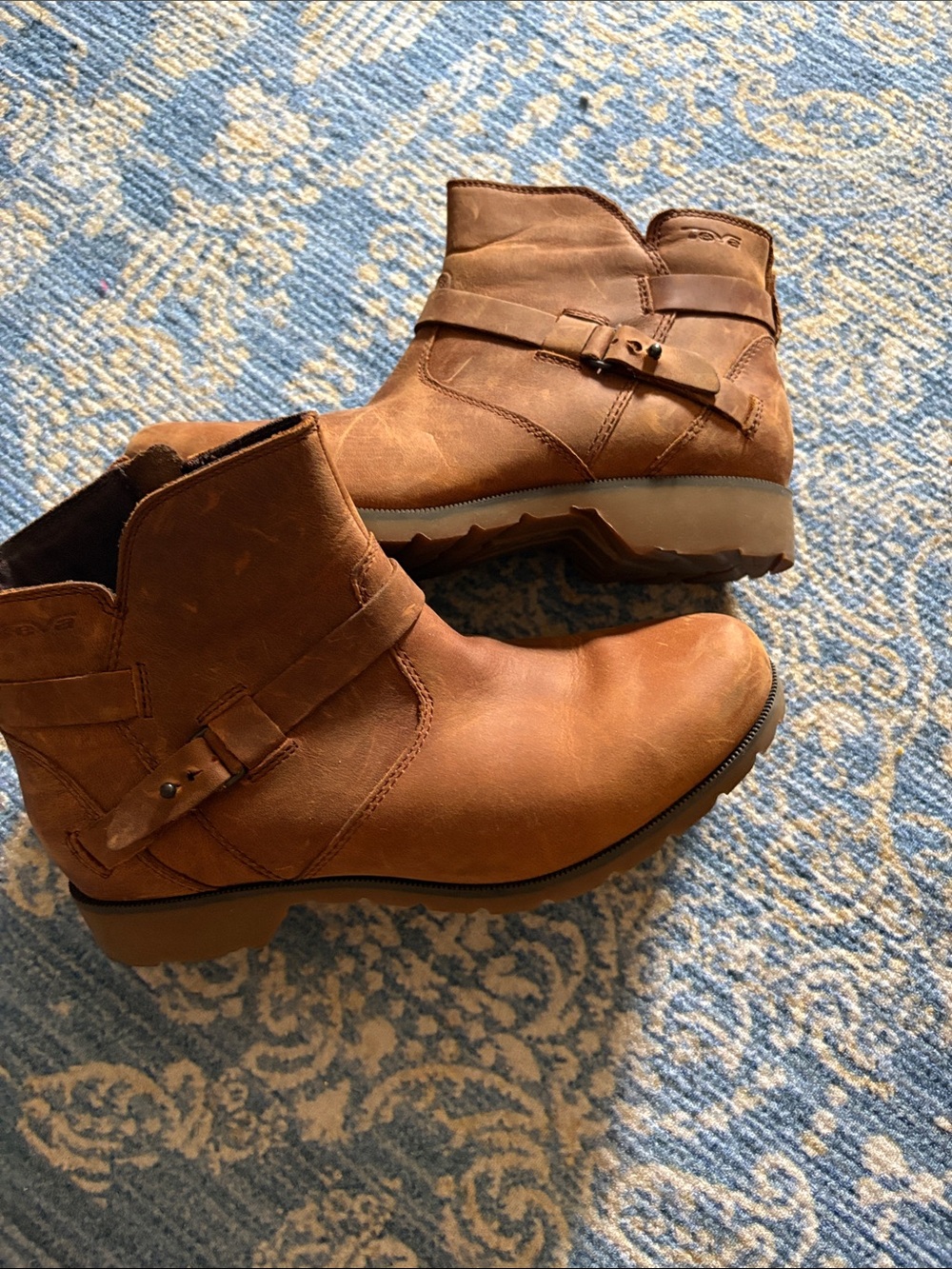Teva Women's Brown Leather Ankle Booties with Buckle Strap